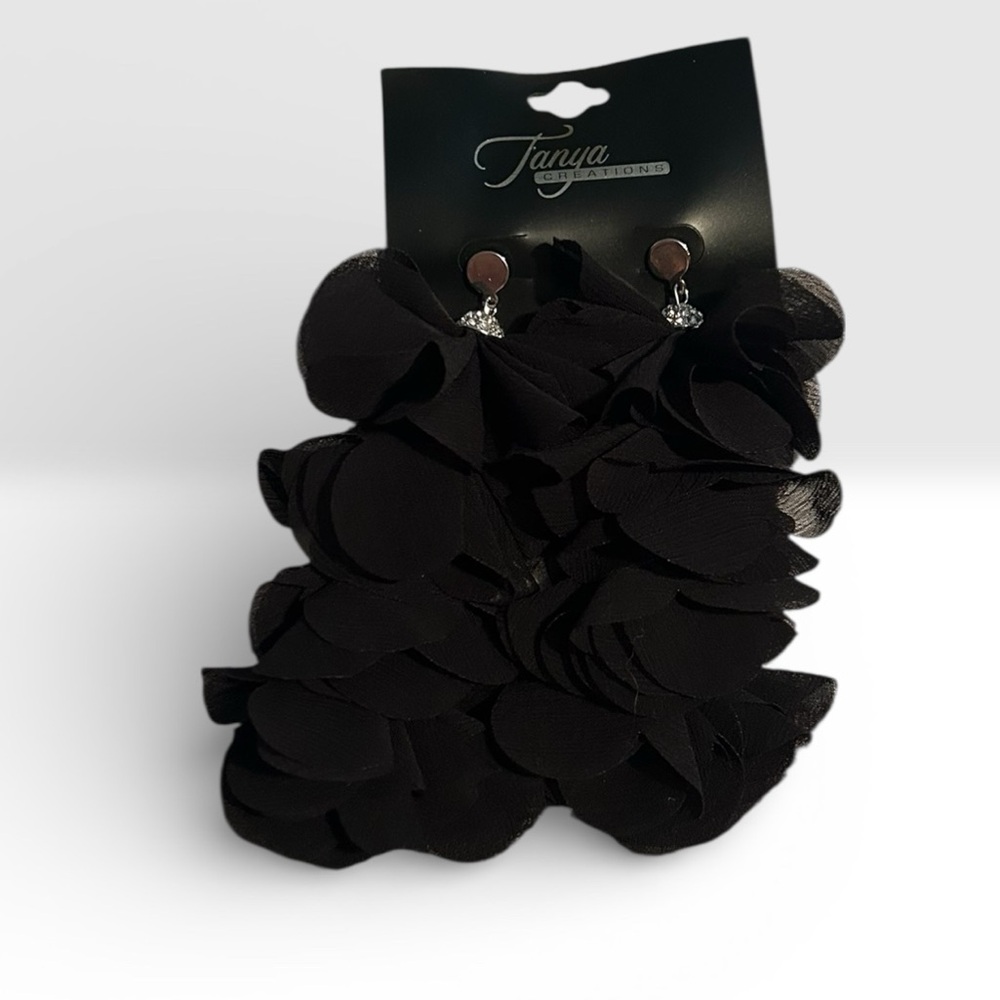 Chiffon petals with crystal accents and gold-tone metal base Tanya Creations